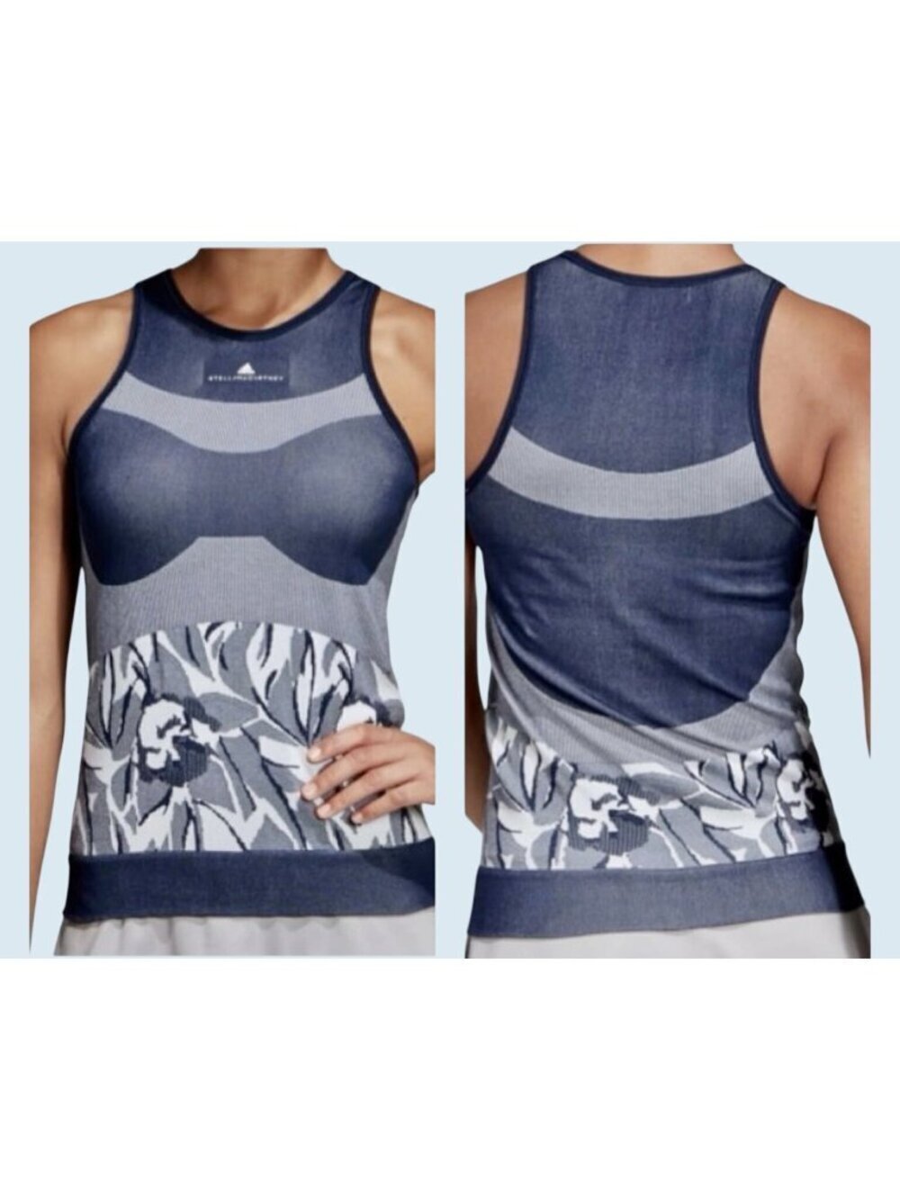 ADIDAS x STELLA McCARTNEY Seamless Indigo Blue Athletic Top Sz XS